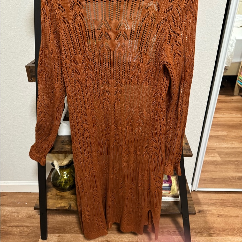 Hooked Up by IOT Rust Open-Knit Sweater - Picture 2 of 5